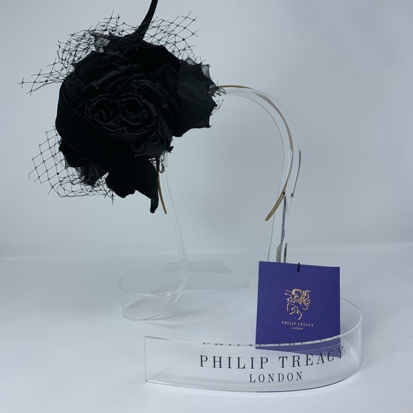 NWT Philip Treacy Black Floral Fascinator - Picture 3 of 8